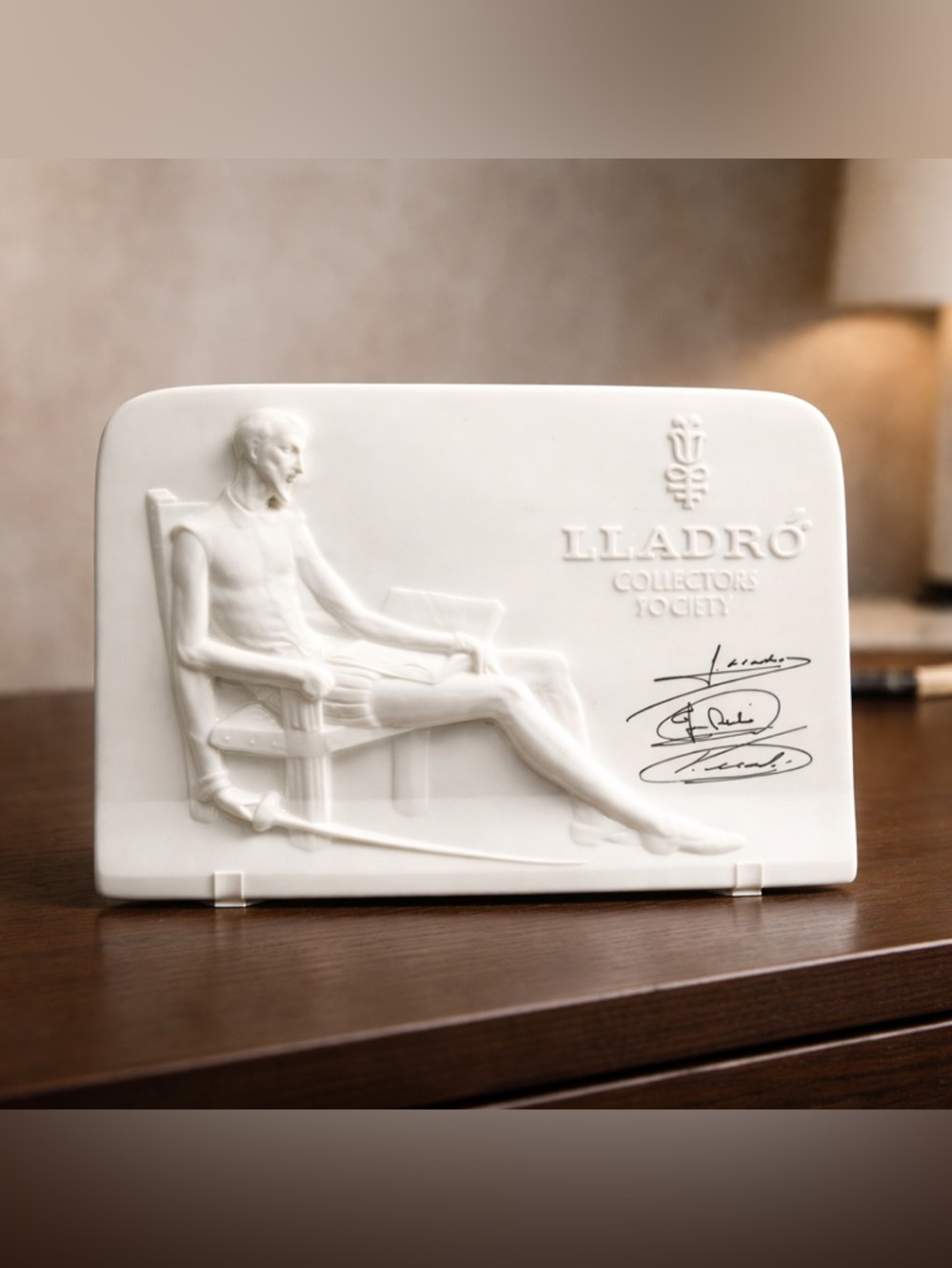 Lladro Vintage Figurine Collector's Society Don Quixote Signed Plaque Spain 1985